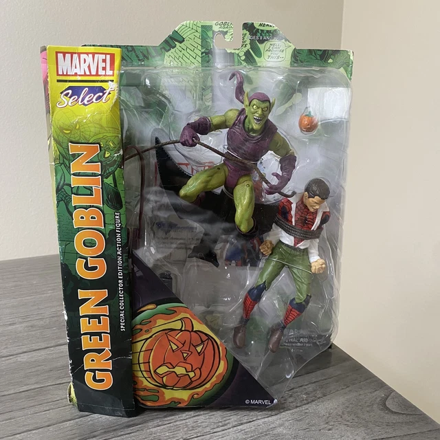 2018 Marvel Diamond Select Green Goblin & Unmasked Spider-Man Figure New