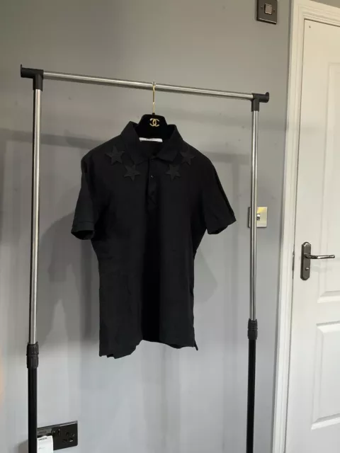 Givenchy Mens Black Stars Polo Shirt. Size XS.