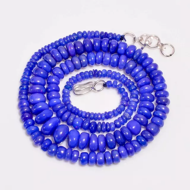 Collier de perles lisses en opale éthiopienne bleue naturelle, rondelles de...