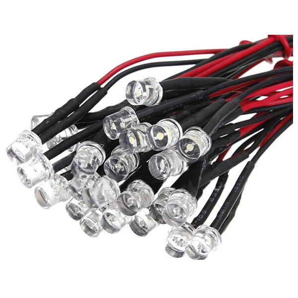 20CM 12V Wired For Light Emitting Diode Wiring LED Lot Size: 5mm Flat Top ColoU3