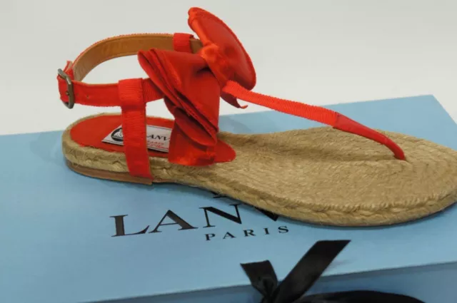 Lanvin Satin Red Bow Espadrille Thong Sandal Shoes 36/6 Nib $575