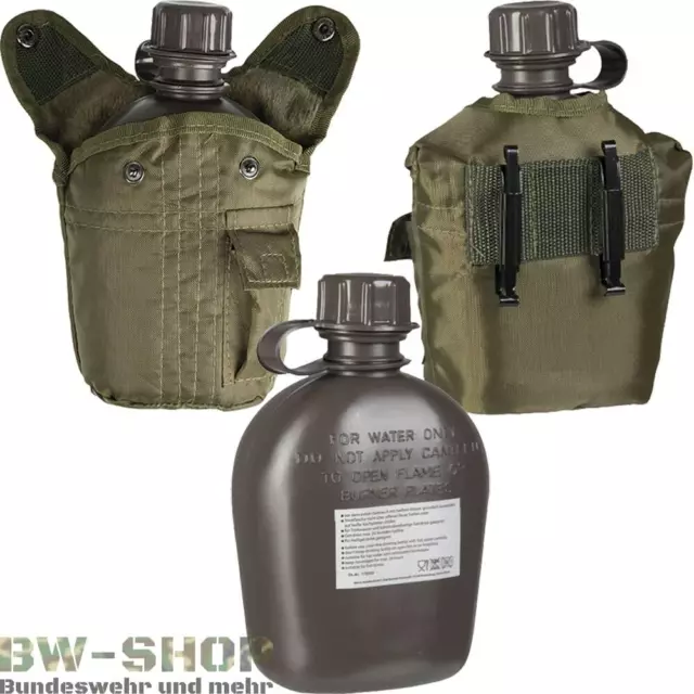 Us Feldflasche + Hülle Bw Trinkflasche Army Bundeswehr Flasche Outdoor (Becher) 2