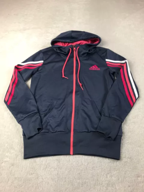 Adidas Hoodie Blue Womens Size Small Full Zip Fastening Logo Design