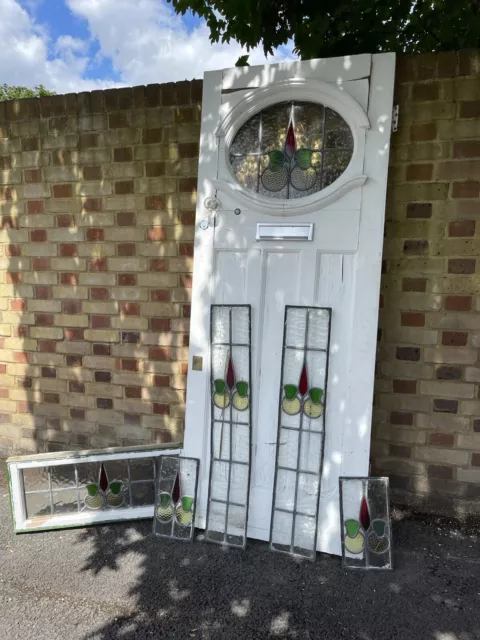 Reclaimed Victorian Edwardian Wooden Panel External Front Door Fanlight Surround