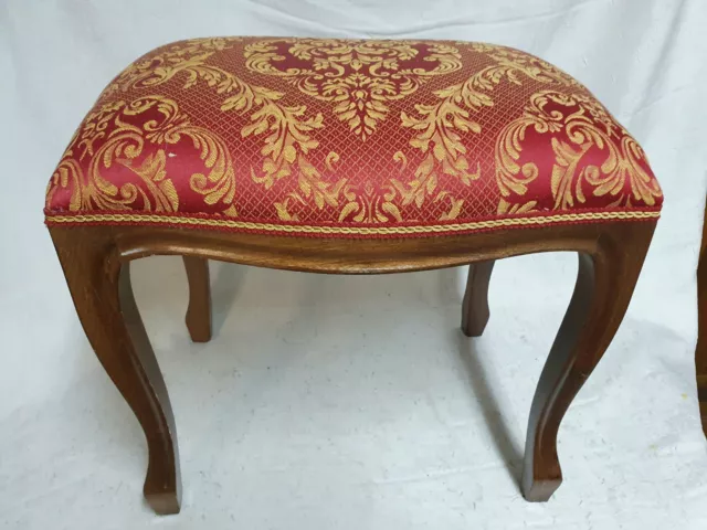 SUBLIME TABOURET LOUIS PHILIPPE tapisserie décorée de Fleurs de Lys/hêtre massif