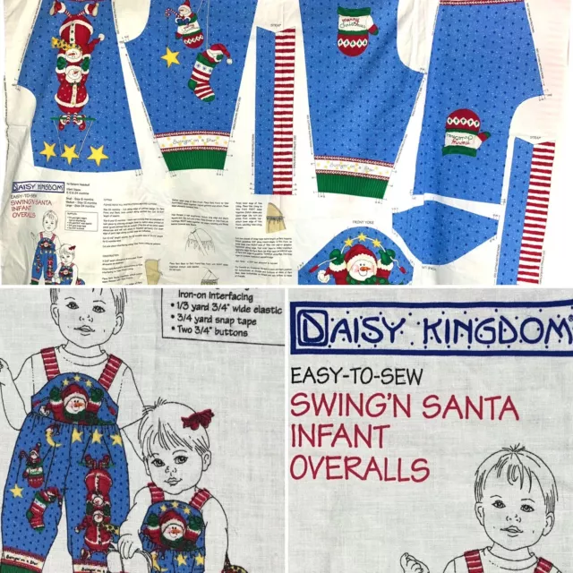 Vintage Daisy Kingdom Easy To Sew Swing'n Santa Infant Overalls Fabric Pattern