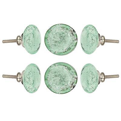 Light Green Bubble Crystal Glass Knob Pulls For Cabinet, Drawer Or Door Set Of 6