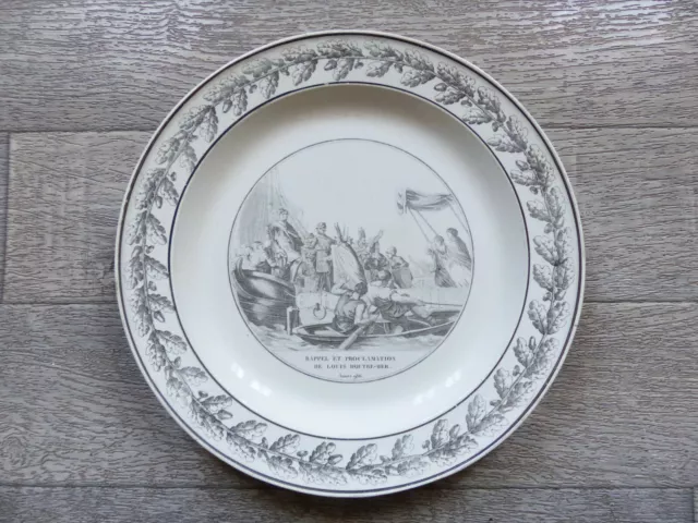 Belle Assiette Creil " Rappel Et Proclamation De Louis D'outre Mer " 1808-1818