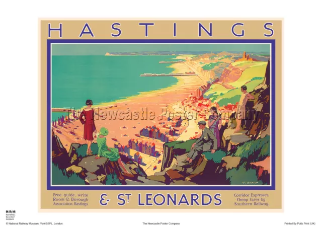 Hastings Sussex Retro Vintage Holiday Railway Travel Poster Advertising Art