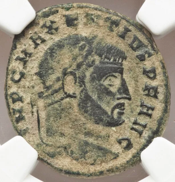 Maxentius AD 307-312 Roman Empire Bi Nummus, Rome Caesar Hexastyle Temple NGC VF 2