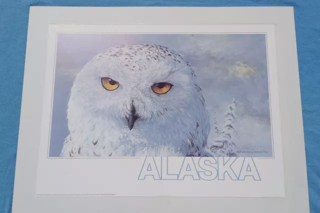 JON VAN ZYLE Alaska Poster Series Great White Owl Signed Art Bird Ltd Ed Print