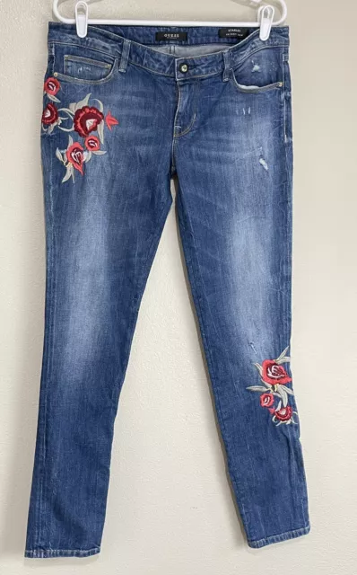 Guess Jeans " Starlet Skinny Low " Blue Embroidery Label Size 31 Womens(1)