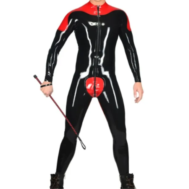 Body uniforme in lattice New Style 100% gomma nero cerniera rosso abito costume S-XXL