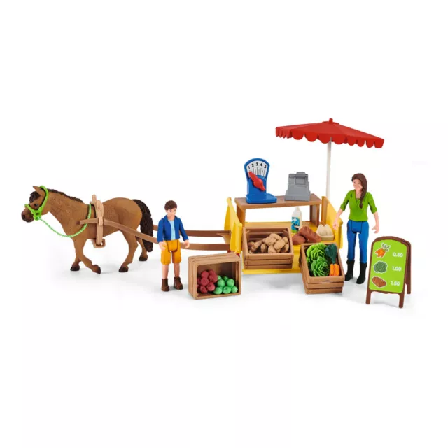 SCHLEICH Farm World Sunny Day Mobile Farm Stand Toy Figure Set