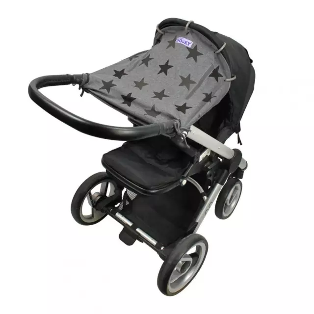 Dooky Universal Sun Shade for Pram Car Seat Pushchair UV40+ Grey Stars