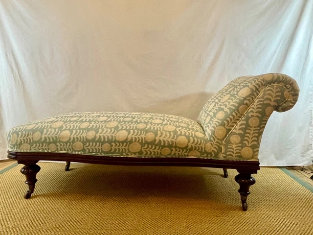 Antique Chaise Longue / Day-bed / Sofa – Re-covered in Penny Morrison fabric