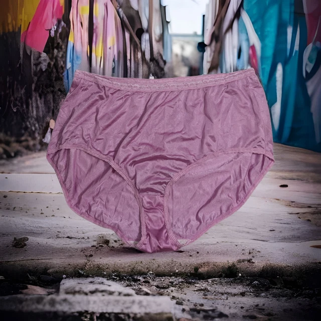 VINTAGE NYLON LAVENDER Purple Granny Panties Plus Size Silky Smooth
