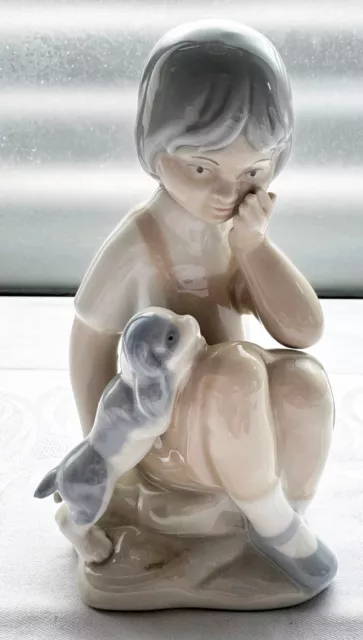 Porzellanfigur * Porcelanas Miquel Requena Valencia * Junge mit Hund * Figur