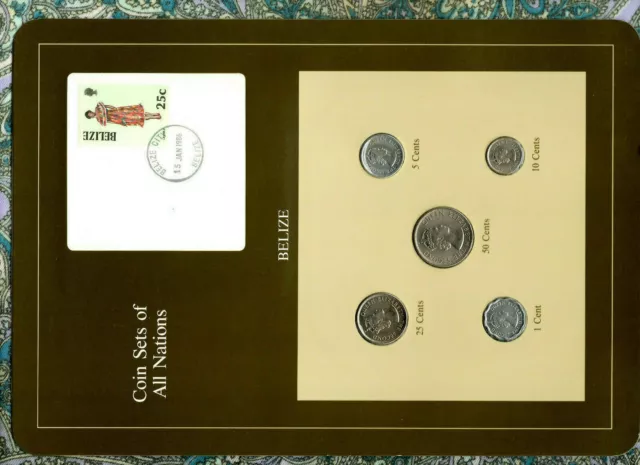 Coin Sets of All Nations Belize wcard 1979-1983 UNC 25 cent 1981 10,50 cent 1980