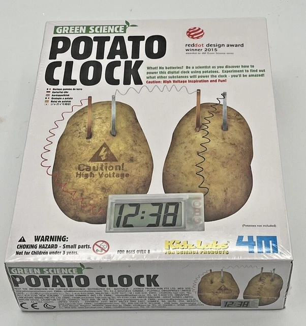 4M Green Science  Potato Clock  Includes Digital Clock, Wires & Prongs Stem NEW