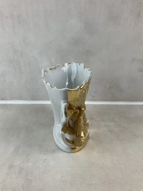 Beau vase en porcelaine de paris oiseau fleur Napii XIX ? 3