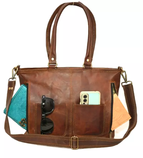 Mujer Real Cabra Vintage de Piel de Viaje Bolso Shopper Bolso de Mano