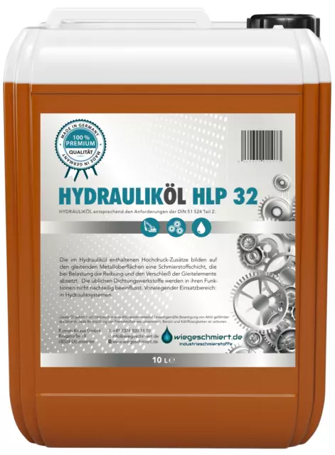 10 Liter Hydrauliköl HLP 32 ISO VG 32 nach DIN 51524 Teil 2 10L