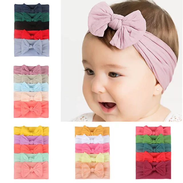 Headwear Turban Hair Band Headband Cute Girls Baby Toddler Accessories 5PCS Bow