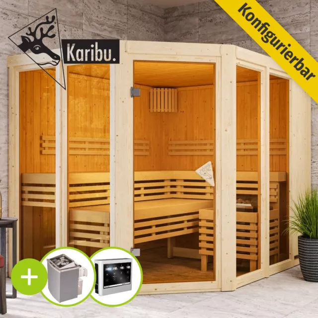 Karibu Sauna Saunahaus Heimsauna Elementsauna Innensauna Fichte Morten 68 mm