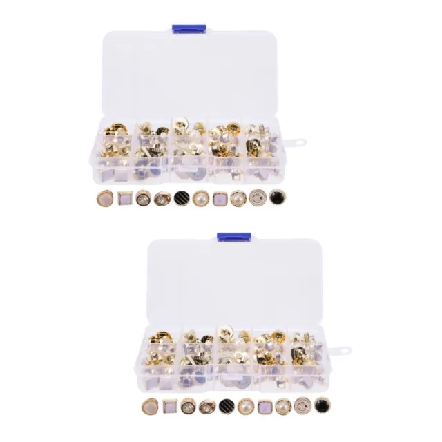 2 cajas/100 piezas botones de ropa con botones de imitación de perlas para decoración manual de aleación