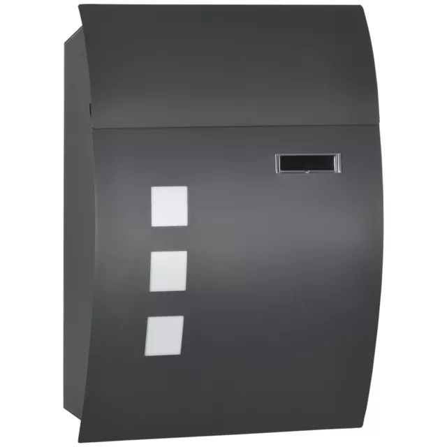 HOMCOM Weatherproof Wall Mounted Letter Box Post Box with Keys Anthracite Grey