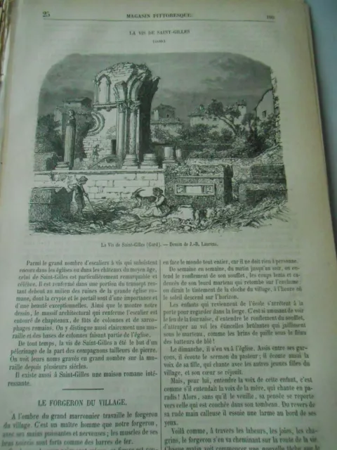 La Vis de Saint Gilles dans le Gard Gravure Old Print 1876