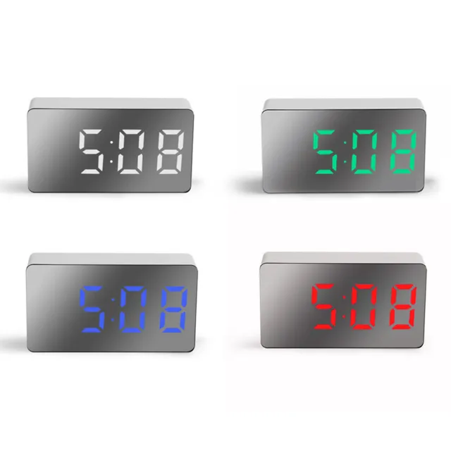 Digital LED Mirror Alarm Clock Snooze Electronic Time LCD Display Gift Travel