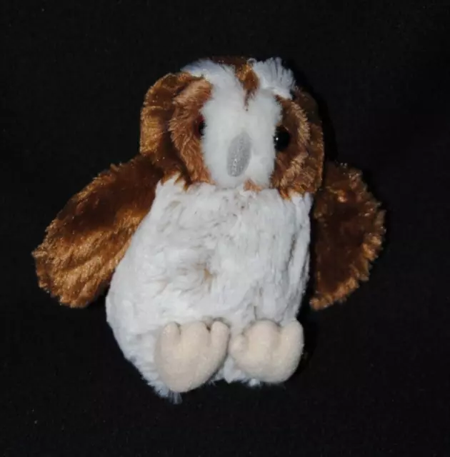 Peluche doudou chouette hibou Créations DANI marron blanc chiné 14 cm NEUF