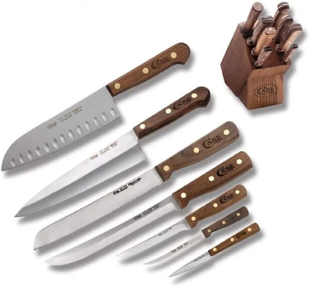 Case Cutlery Kitchen Blade Nine Piece Wooden Block Walnut Handle Knife Set 10249
