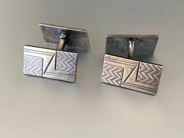 VINTAGE ART DECO Designer Cufflinks - 18ct Solid White Gold - (Eagle head) 3.10g 3