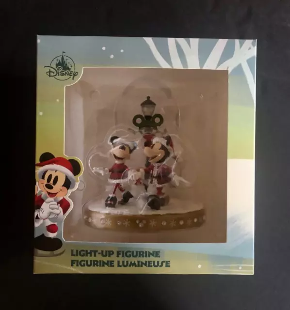 Disney Mickey and Minnie Mouse Christmas Light Up Figurine Merriest Wishes - NIB