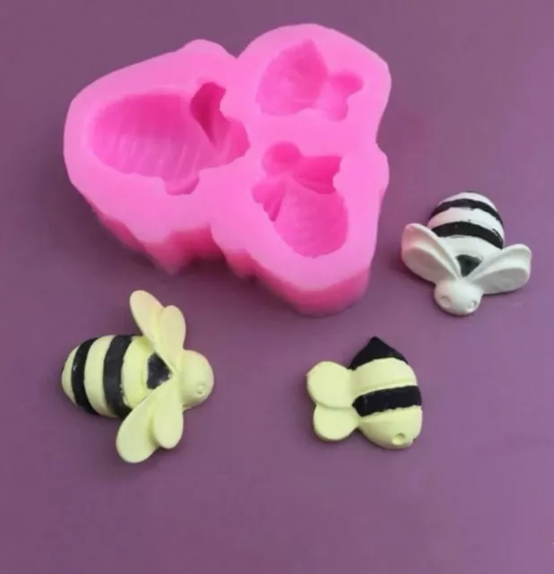 3 Cells Bee Silicone Icing Mould Cake Topping Sugar craft Fondant Mould Garden