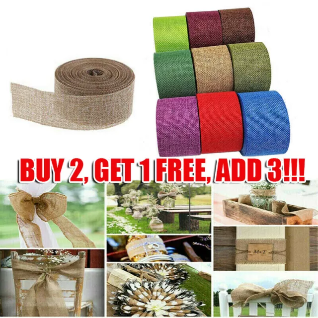 10m Burlap Ribbon Roll Hessian Jute Fabric Rustic Wedding Xmas Party DIY Decor