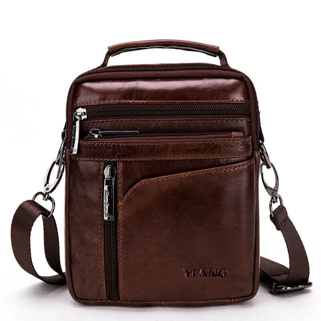 Men's Genuine Leather Small Shoulder Messenger Bag Handbags Crossbody Bags