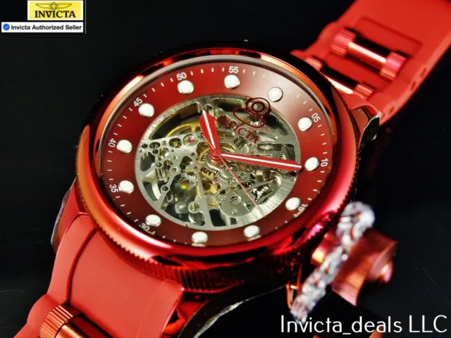 NUOVO Orologio Invicta Da Uomo 52mm Russian Diver QUADRANTE ROSSO AUTOMATICO Tono Rosso/Bordeaux