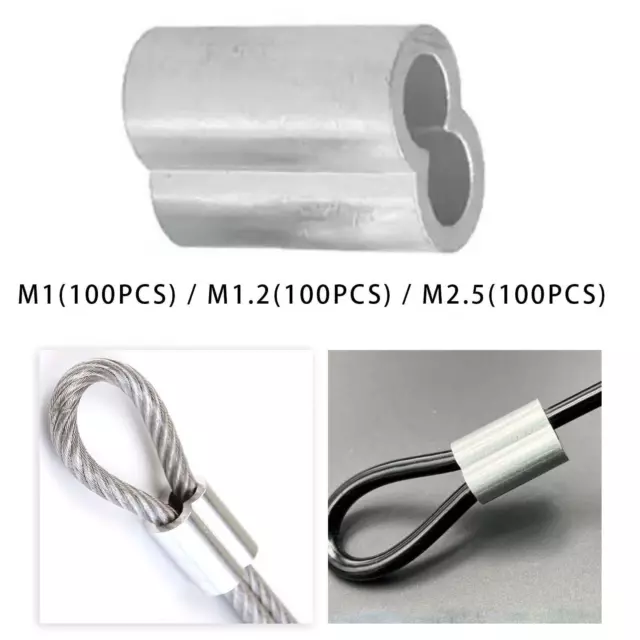 100x Wire Rope Aluminum Sleeve 8 Shape Aluminum Crimping Loop Sleeve