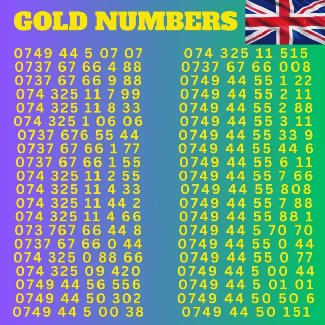 EE Network Payg Sim Card Gold Number VIP Business Number Memorable numbers UK