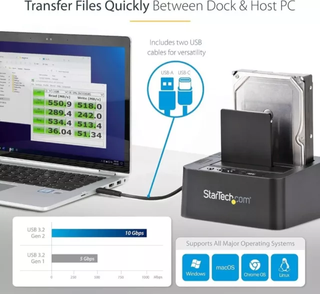 StarTech.com Standalone Hard Drive Duplicator, Dual Bay HDD/SSD Cloner/Copier 3