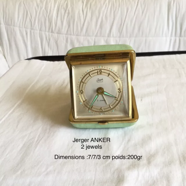 réveil de voyage Ancien Vintage Jerger  ANKER  2 Jewels  WEST GERMANY