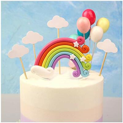 Set da 22 Pezzi Decorazione Torta Arcobaleno Decorazione Torta Lecca lecca Nuvola Sole Bandiera Set Decorazione Torta Bambini Ragazza Ragazzo Signora Torta di Compleanno Matrimonio Altra Festa 