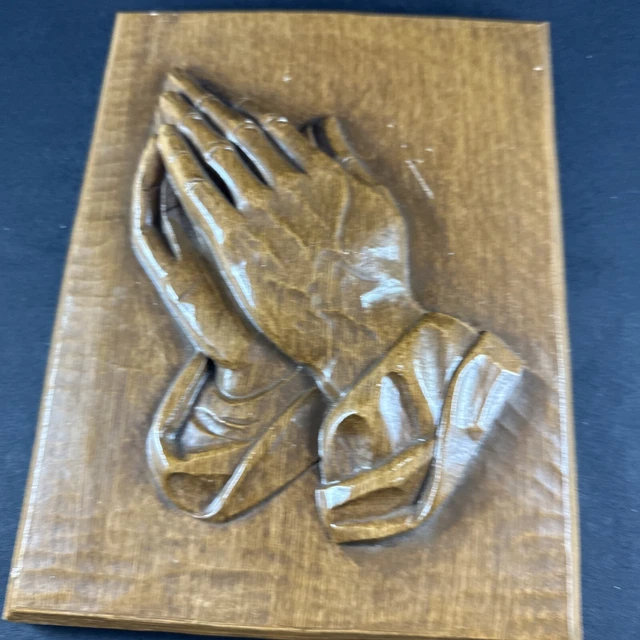 MCM Vtg 60s Burwood Products USA 3D Praying Hands Christian Wall Plaque 8"X6"