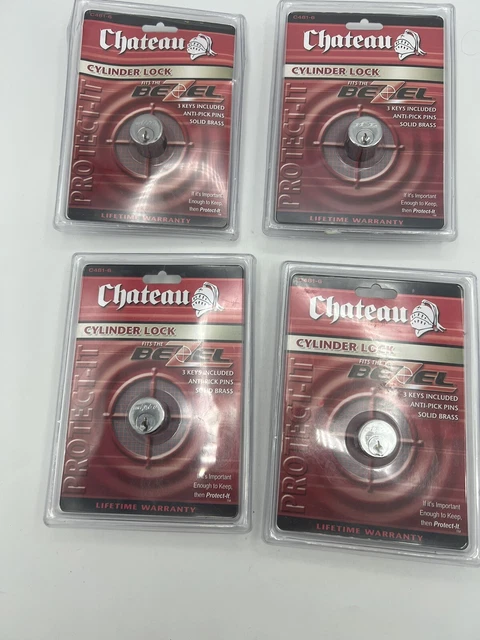 Lot Of 4 Chateau Cylinder Bezel Lock 3 Keys C481-6 Solid Brass Protection Secure