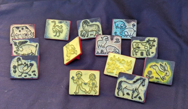 Lot De 20 Tampons Anciens Fernand Nathan - Animaux Et Moyens De Locomotion - Occasion
