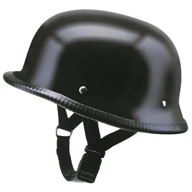 Casque Moto Exquis Hommes Rétro Demi-Casque Noir Mat